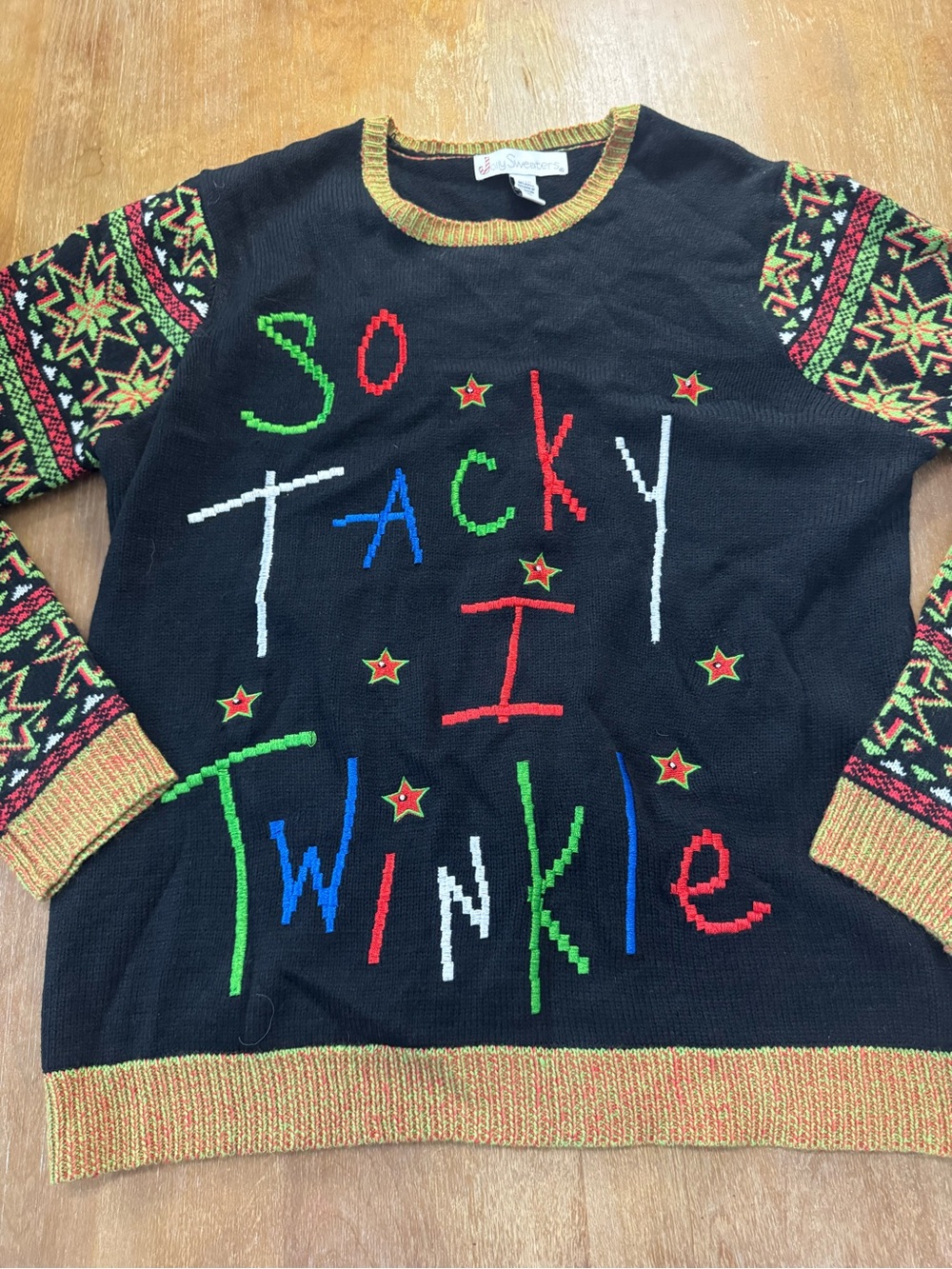So Tacky I Twinkle Black Holiday Crewneck Sweater - Jolly Sweaters